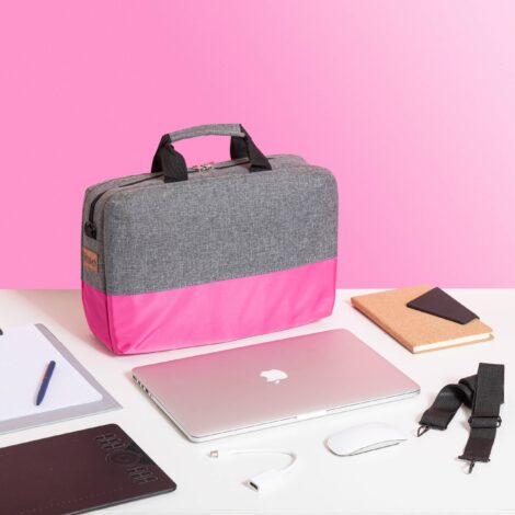 Laptop bag half and half color hot Pink