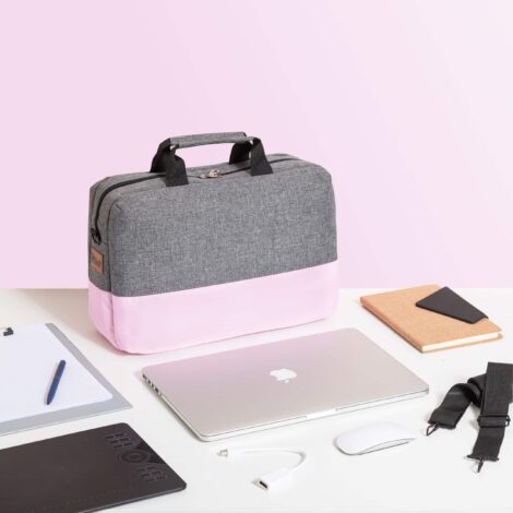 Laptop bag half and half color baby Pink